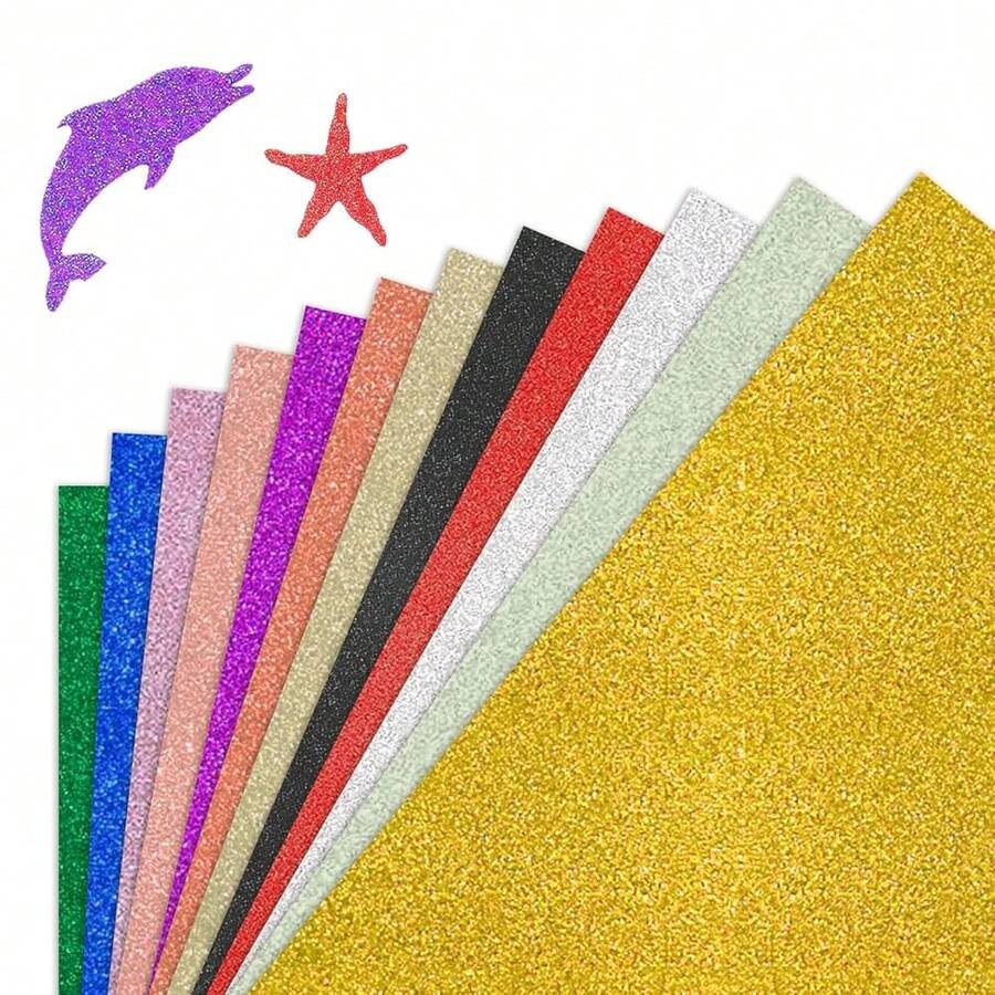 60 Sheets Glitter Cardstock 8.5 X 11 Inches, 230gsm Premium Sparkling Card Stock Paper 12 Colors For Card MaFKing Wedding Birthday Craft Party Decor Schoolsss Student Supplies (Assorted Colors) - 顏色多樣 - 查看 1