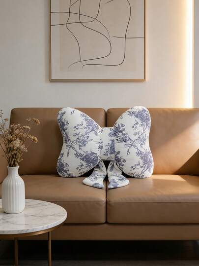 1 pieza Almohada/Cojín con forma de moño azul y púrpura, de material de piel sintética, suave y cómodo, decoración de mariposa, adecuado para cama, sofá, sillón y decoración del hogar, excelente para reuniones diarias y decoración del Día de San Valentín, un buen regalo