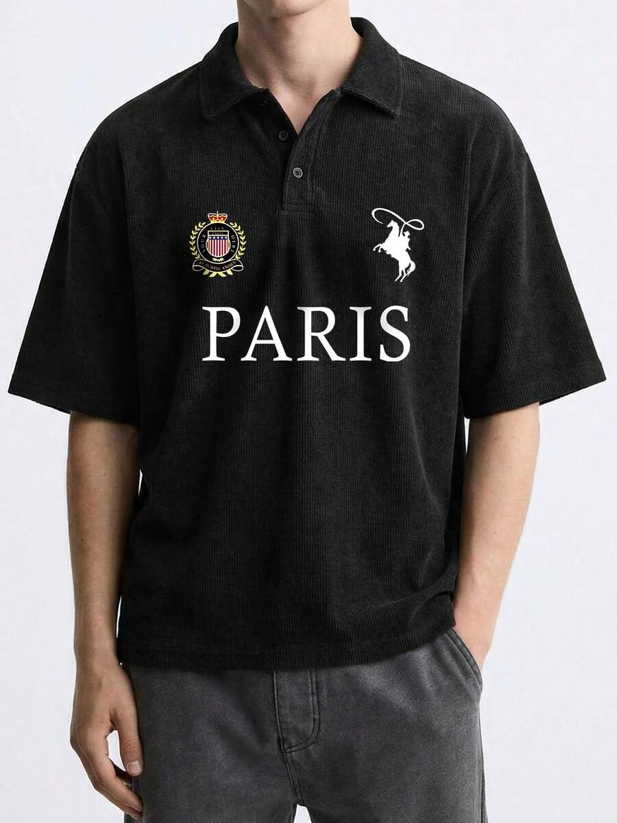 "Floral Font"Men's Summer Waffle Weave Snowflake Polo Shirt