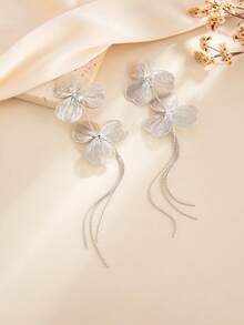 2pcs/Set Bohemian Style Geometric Rhinestone Ginkgo Leaf Tassel Earrings, Elegant Fashion For Party, Daily Casual, Couple Date, Wedding, Women's Festival Birthday, Versatile Jewelry Gift - Earring - View 10