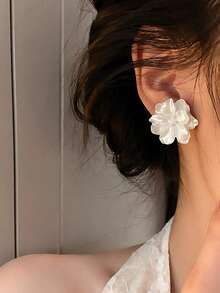 5 Pairs Elegant Sweet Drip Glaze Heart & Camellia Flower Shell Minimalist Luxury Cute High-End Design Stud Earrings Set, Suitable For Women, Valentine's Day, Daily Wear, Festivals - Set a - View 4