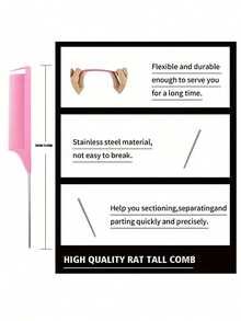 1/3/4/5/6/7pcs Hair Styling Tool Set, Includes Brush, Spray Bottle, Clear Water Bottle, Rat-Tail Comb, Hairline Shaping Brush, Suitable As New Year Gift For Girls, Comes With Cute DIY Stickers (Random Style) - Pink - View 9