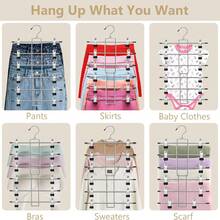 Pants Hangers With Clips,Space Saving Hanging Closet Organizer-6 Tiers Skirt Hangers With 360° Swivel Hook,Closet Organizer-Clothes Hangers - 白色 - 查看 5