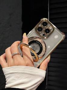 奢华电镀透明紫色手机壳，带磁吸指环支架，防震防摔，柔软硅胶银色边框，兼容 16/16E/16 Pro/16 Pro Max/16 Plus/15/14/13/12/11/X/XS/XR/8/7、Galaxy S25/S24/S23/S22/S21/A55/A54/A53/A52/A35/A34/A23/A16/A15/A14/A13/A12/A05S/FE/Ultra/4G/5G、Redmi/Honor/MOTO/OPPO/Infinix 等品牌手机。