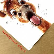 1pc Gag Giraffe Toilet Sticker, PVC Waterproof Self-Adhesive, Easy To Apply And Remove, Funny Animal Pattern, Suitable For Bathroom Toilet Lid Decor, Multipurpose Home Decor