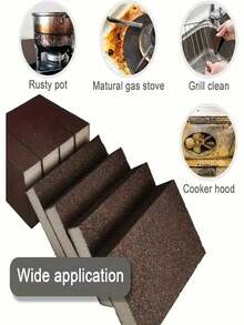 Emery Sand Sponge Scrubber, Multi-Functional Cleaning Tool, Powerful Stain & Rust Removal, Durable & Non-Sanding, Specialized For Cleaning Kitchen Stoves / Pot Bottoms / Tiles - Brown - View 9