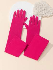 1 Paar Milchseide Dehnbare Handschuhe, geeignet für Party, Karneval, Feier - Rosenrot-251 - Übersicht 4