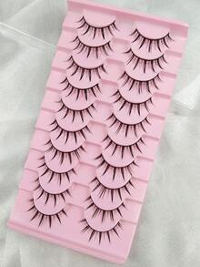 10 Pairs Natural False Eyelashes Manga Lashes 3D Faux Mink Lashes Soft Wing Natural Realistic Eyelash Extension Strips Lashes, Lashes, Eyelashes, Fake Lashes - Spiky Manga Lashes - View 3