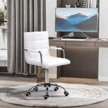Sedia da ufficio HOMCOM, regolabile in altezza da 84 a 99 cm, ergonomica e girevole, ideale per l'ufficio e il lavoro da casa, in poliuretano bianco | Aosom.de - Bianco - Visualizzare 2