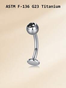 G23 Titanium Flat Navel Ring, Internal Threaded CZ Curved Barbell Navel Ring, Navel Piercing Barbell Body Jewelry, 14g Long Navel Piercing Jewelry, 8/10/12/14mm Navel Rings - Silver - View 22