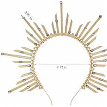 Sunburst Goddess HA 11LO Crown - Sun Flower Headpiece Virgin Mary Goddess Headband For Women Renaissance Costmue - 珍珠光環皇冠 - 查看 5