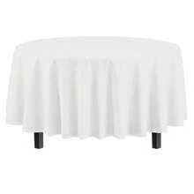 12-Pack Premium Plastic Tablecloth 84in. Round Table Cover - White - 白色的 - 查看 3