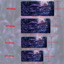 1pc Enchanted Dark Forest Mushroom Design Gaming Mouse Pad - Non-Slip Rubber Base, Vivid Purple & Blue Fantasy Art Desk Mat For PC, Laptop, Office & Gaming Setups, Mousepad For Desk, Laptop Workspace, Mystical Aesthetic, Smooth Surface, Tech Enthusiasts - 90x40cm(35.4x15.7in) - View 3