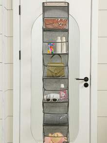 1个4/6层门后挂式收纳袋，家用多层收纳袋/玩具收纳袋，PVC+无纺布壁挂式收纳袋，适用于宿舍，配有金属挂钩，方便悬挂 - 六層 - 查看 3