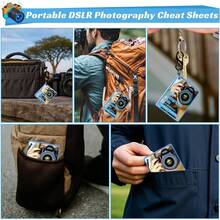 单反相机速查表，适用于佳能和尼康相机，包含快速参考卡、指南、技巧、设置、曝光模式、构图等内容，4*3英寸，16张双面卡片，摄影师礼物，相机配件。 - 彩色 - 查看 7