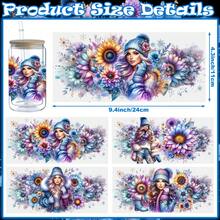 5 Sheets Floral Girl UV DTF Stickers Glass DTF Transfer Stickers UV DTF Transfer Stickers for Glass Cups DIY Water Bottle Glass Waterproof Rub on Transfers for 16 oz Tumbler - Verschiedenfarbig - Übersicht 4