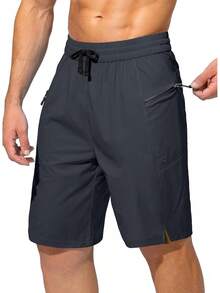 Men's Swim Trunks Quick Dry Board Shorts With Zipper Pockets Beach Shorts Bathing Suits Men - No Mesh Liner - 深灰色 - 查看 1