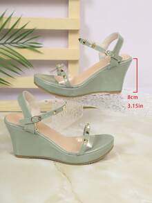 女士纯色厚底轻便凉鞋，一脚蹬设计，奢华时尚，2025夏季新款舒适休闲女鞋，适合旅行、外出和正式场合。 - 橄欖綠 - 查看 9