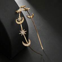 1pc Elegant Fashionable Sun Goddess Double-Layer Headband With Hexagram, Moon Alloy Crystal Hair Hoop, Baroque Hair Accessory