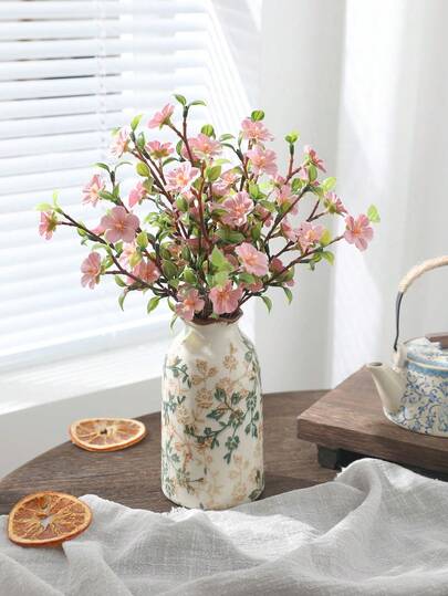 20pcs Artificial Pink Peach Blossom Branches, Suitable For Valentine's Day Decor, Outdoor Floral Arrangement, Home Bedroom, Restaurant, Balcony, Party Decoration