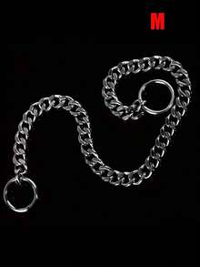 不锈钢狗项圈，狗牵引项圈，可调节金属P型链狗项圈，宠物训练牵引绳，可存放于车内的便携式狗项圈。 - 銀色 - 查看 14