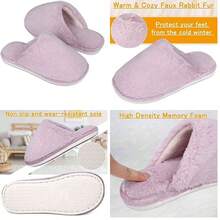 RAINSMORE Pantuflas Mujer Cmoda Pantuflas para Mujer Slippers Women Antideslizante Zapatillas de Casa Pantuflas Clidas de Invierno con Cierre de Velln Cmoda Zapatillas Casa - rosa+24-25 - Ver 8