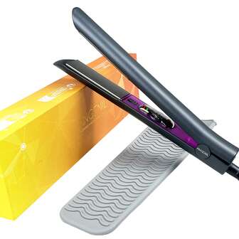  ANGENIL Plancha y rizador de pelo 2 en 1, con placas de titanio, herramienta de peinado para mujeres, calentamiento rápido, 5 ajustes de temperatura, adecuado para regalos del Día de la Madre, San Valentín, Navidad y otras festividades