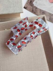 1个个性化逼真水果系列发爪，优雅甜美多功能新鲜水果柠檬、草莓、樱桃半圆形亚克力发夹，防滑牢固时尚大/小号发爪/发夹，女士发饰，适合休闲、通勤、半丸子头、齐肩发等场合，发夹，适合日常使用和送礼，发夹，发爪夹，秋冬女士假日装扮配饰 - 彩色 - 查看 23