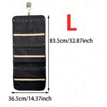 1PC Hanging Jewelry Storage Box With Roll-Up Strap Hooks And Metal Hooks Double-Sided Jewelry Rack For Wardrobes, Walls, And Doors Perfect For Earrings, Necklaces, And Rings , Makeup Room Decor,Travel Essential - Multicolor - View 11