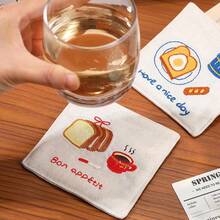 1pc Embroidered Coaster Couple Birthday Gift Home Decor Pendant Self Embroidered Coffee Coaster - Multicolor - View 6