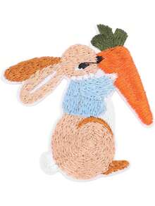 10pcs Easter Bunny Patch, Rabbit And Carrot Pattern Easter Theme Sew Iron On Patches DIY Motif Applique Patches For Clothing Jackets Shoes - Multicolor - View 4