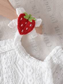 2pcs/Set White Strawberry Print Camisole Top And Matching Strawberry Flared Pants, Summer New Outfit Suitable For Outing And Photoshoot - White - View 4