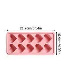 1个心形硅胶冰格 - 10孔心形冰模，适用于巧克力、布丁、果冻和糖果 | 柔韧的手工模具，适用于冰箱，厨房配件，冰箱冰格，易脱模，可重复使用 - 彩色 - 查看 4