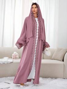 1pc Islamic Turkish Dubai Abaya Muslim Women Hijab, Suitable For Women's Daily Wear