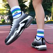 Men & Women Badminton Shoes, Carbon Board + Air Cushion Rubber Sole, Ultra-Light, Breathable, Anti-Slip, Wear-Resistant, Professional Badminton Match & Training Shoes - Black and White - View 6