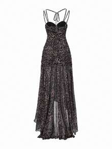 Đầm hè cổ yếm họa tiết da báo, sang trọng, gợi cảm, thích hợp cho tiệc tùng, mặc hàng ngày và hẹn hò. - màu nâu - Xem 9