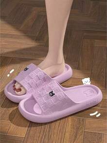 轻便女士拖鞋，可爱时尚，适合室内/室外穿着，四季皆宜，浴室/淋浴间也可穿着，防滑防臭，柔软平底情侣拖鞋，EVA材质，女士紫色凉鞋 - 杏色 - 查看 4
