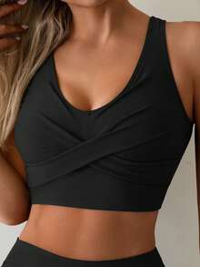 Bộ bikini xếp ly chéo thời trang mới dành cho nữ, thích hợp cho kỳ nghỉ biển. - màu đen - Xem 3