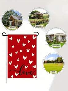 1pc Valentine's Day Garden Flag, Outdoor Date Party Decor Flag With Heart Print, Welcome Flag For House Entrance - Nhiều màu-5 - Xem 5