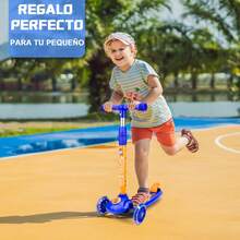 Scooters para Niños, Scooter Patin del Diablo Ajustable Divertido Niños, Patinete de 3 Ruedas con Luz LED y Altura Ajustable, Patín del Diablo Niños, Divertido Regalo de Navidad y Cumpleaños - Azul - Ver 8