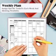 Travelers Notebook Inserts With PVC Sleeve,Undated Weekly Planner,Weekly To Do List Notepad,30 Sheets,8.25\ X 4.25\,Pocket Notebook For Journals,Dis,Planners,Pink Cat - PinkCatPVCSleeveHolder & WeeklyPlanNotebook - View 6
