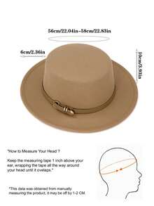 1顶女士复古黑色宽檐羊毛毡平顶帽，适合日常、旅行、晚间活动、秋冬季节，英伦风格 - 多色 - 查看 10