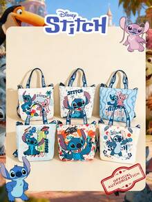 Disney 1 Pc Officially Licensed Stitch Pattern Women's Tote Bag, Cute Cartoon Handbag,Lightweight Adjustable Shoulder Strap Crossbody Bag,For Women/Girls/Students,Ideal For Daily/Outing/Holding Phone/Wallet And Small Essentials - Multicolor - View 1