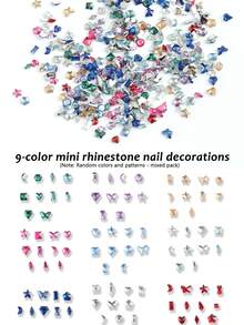 1 Pacote Mini Decorações de Unhas com Strass, Inclui Designs de Coração, Borboleta, Estrela, Flor e Strass Coloridos, Acessórios Charmosos de Salão de Beleza Y2K, Suprimentos de Arte de Unhas DIY, Gemas de Unhas - Multicolorido - Visão 2
