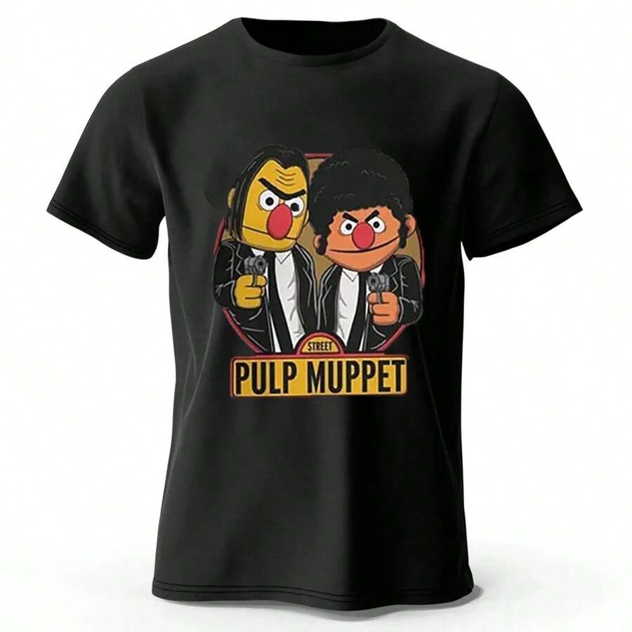 Camiseta de verano de moda, transpirable, estampada, casual, de algodón, vintage, de manga corta, ropa para hombres - Negro - Ver 1