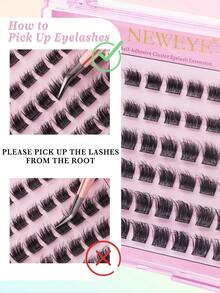 60Clusters Glue Free Lashes Individual Lash Clusters Press On Lashes D Curl 10-14mm Brown Eyelash Wide Stem DIY Lash Clusters With Adhesive Natural Look&Extra Thick Reusable Wear No Glue Needed Eyelash Extension Kit For Self Use At Home Or On-The-Go For Daily Life&Wedding&Dating&Party&Music Festival&Spring Day&Travel Fake Lashes Makeup Tools - D - View 7