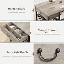 Set de Mesa de Comedor para 4 con 2 Banquetas Tapizadas, Cajón de Almacenamiento y Estante para Vino, Mesa de Comedor de Cocina Ahorradora de Espacio - Gris - Ver 6