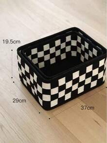 1 /2 /3 Felt Storage Boxes, Popular Korean Version Storage And Organization Boxes, Suitable For The Back-To-School Season And Home Decoration. Large Capacity Can Store Clothes, Toys And Books. Styles Are Randomly Dispatched - Black and White Grid - View 14