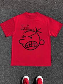 Plus Size Women T-Shirts,Tenth Series Y2k Hop Rapper Punk ,(1 Pcs )100% Cotton Casual Printed T-Shirt,Crew Neck Short Sleeve,220g  Cotton T-Shirt,For Going Out,Gift,Summer,Unisex - Đỏ - Xem 1