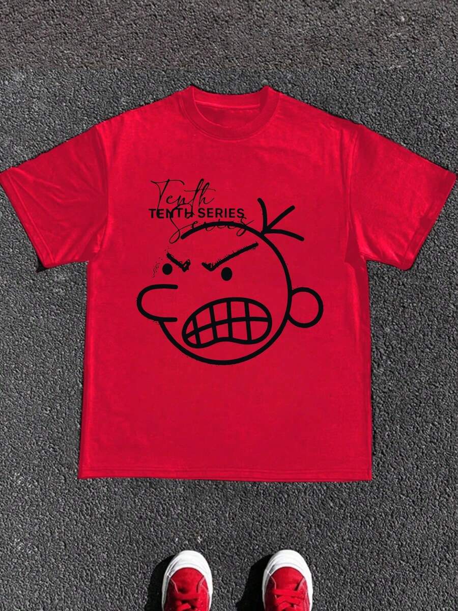 Plus Size Women T-Shirts,Tenth Series Y2k Hop Rapper Punk ,(1 Pcs )100% Cotton Casual Printed T-Shirt,Crew Neck Short Sleeve,220g Cotton T-Shirt,For Going Out,Gift,Summer,Unisex - Đỏ - Xem 1